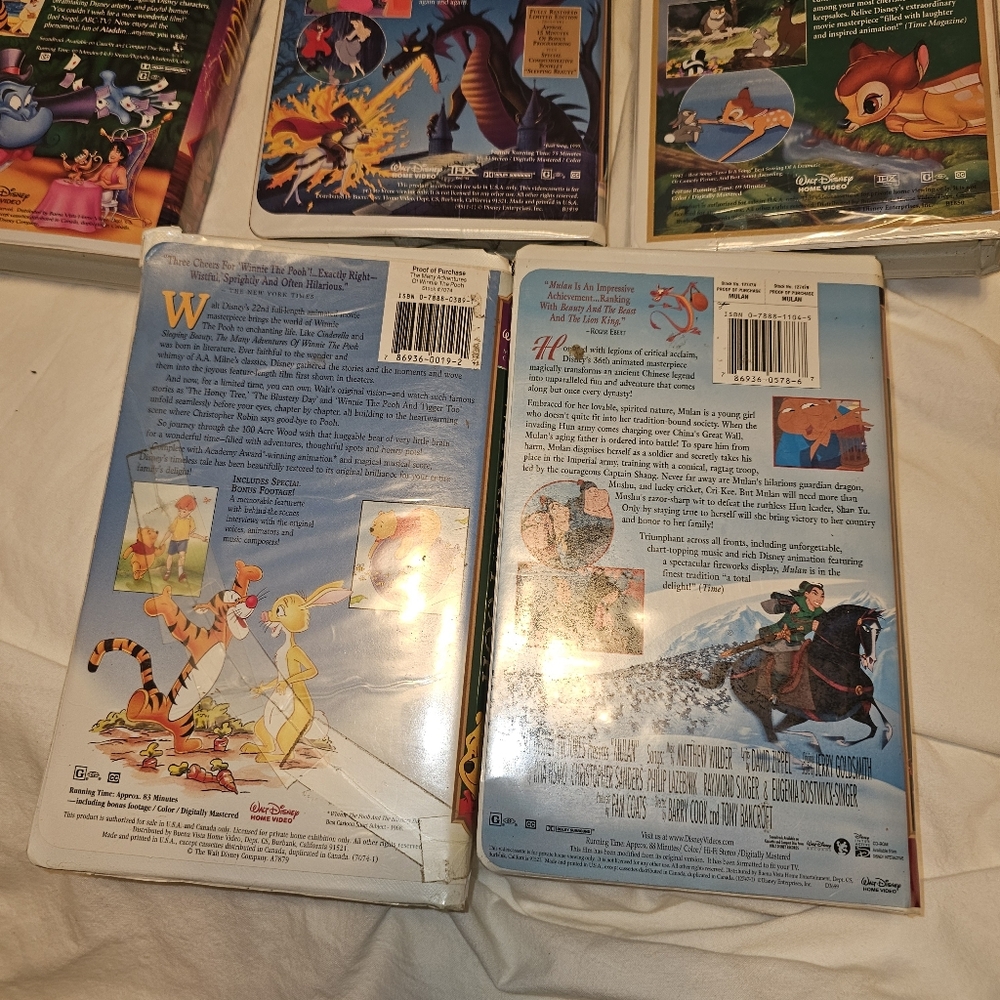 Vintage VHS Movie Collection Aladdin Sleeping Beauty Bambi Mulan Winnie The Pooh - Picture 7 of 7